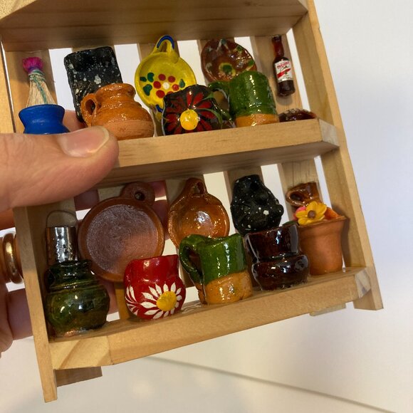 Handmade Mexican Miniature Pottery Basket Mug Kitchen Diorama Wall Decoration - Picture 5 of 8